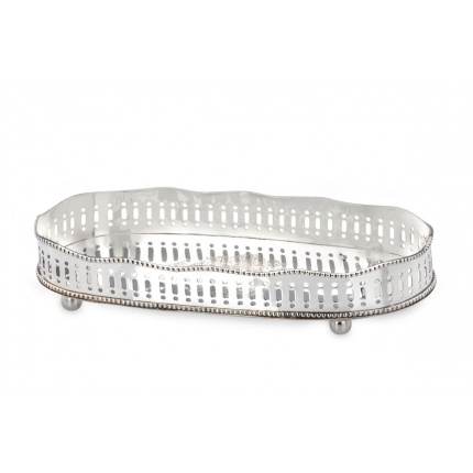 Hermann Bauer-Galeria Perforated Oval Tray Silver Center-30211940