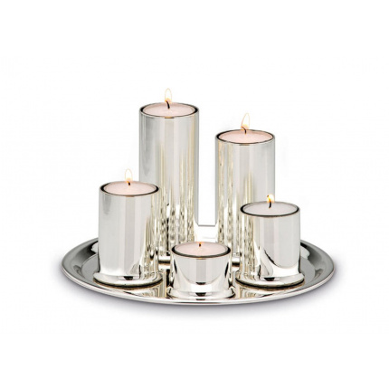 Hermann Bauer-Silver 5-Piece Tray Candle Set-30177765