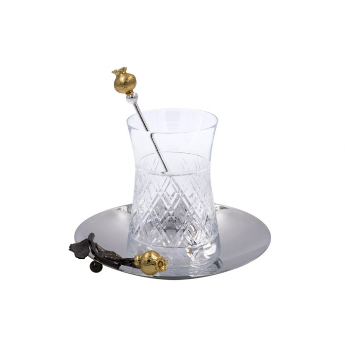 Kaf Design-Silver Plated Crystal Cup Pomegranate Tea Saucer-30181526