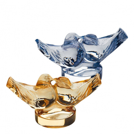 Lalique-Love Birds Gold Blue 2-Piece Object-30001374