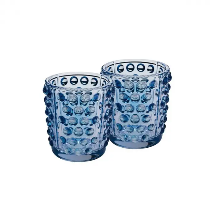 Lalique-Mossi Lustré 2-Piece Blue Candle Holder-30001282