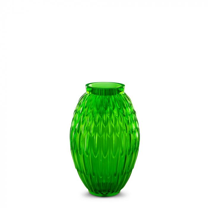 Lalique-Plumes Vase Green-30220850