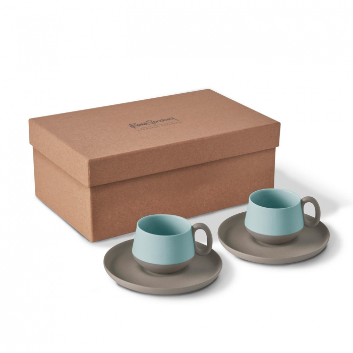 Esma Dereboy-Set Tube Coffee Ficcani Plate 2-Li Stone & Aqua-Stone Glossy Matte-30193895