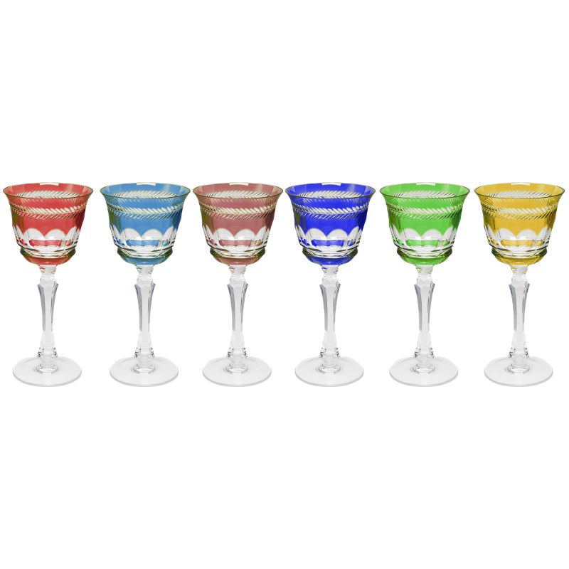 Cristallerie de Montbronn-Chenonceaux 12-Piece Large Colorful Wine Glass-Chenonceaux