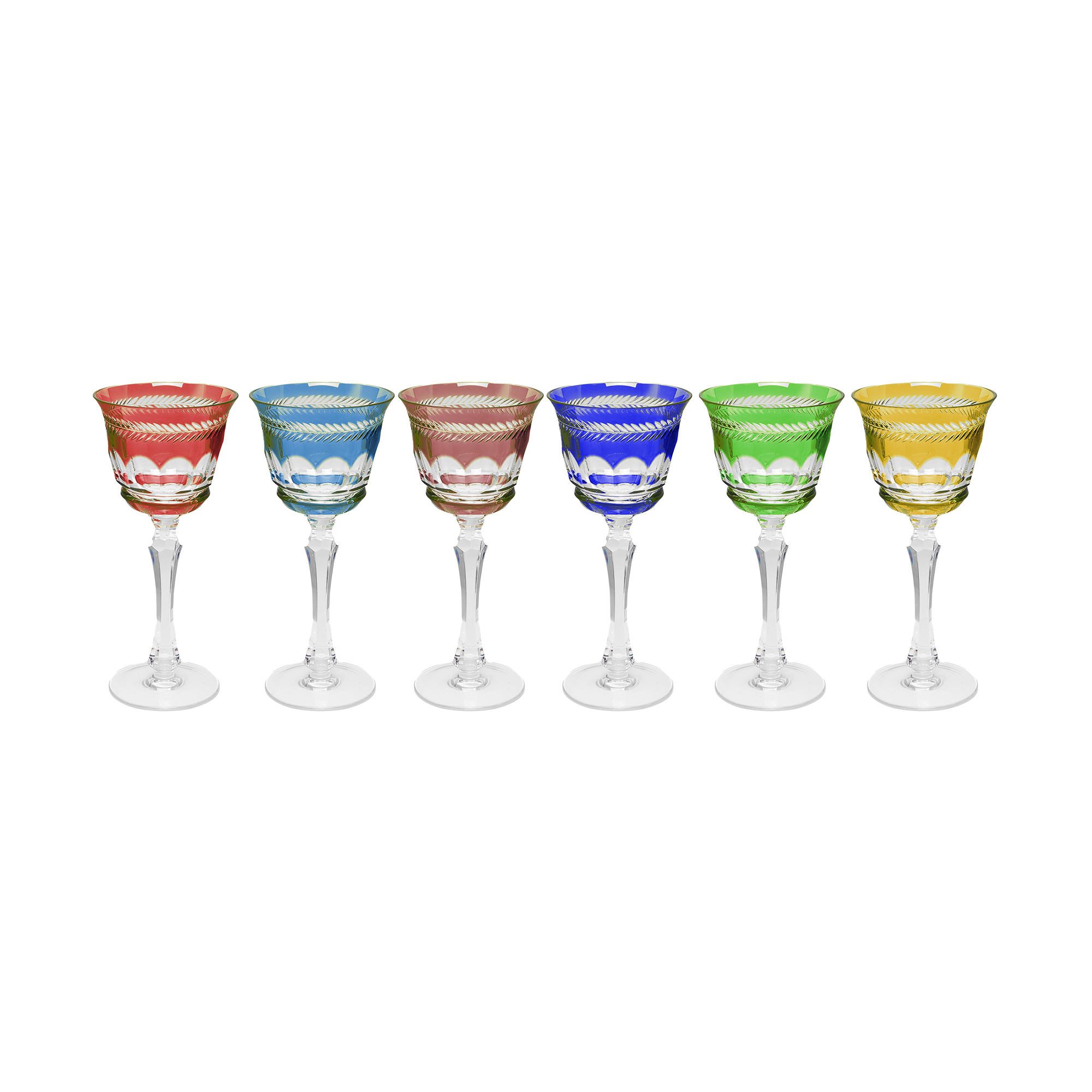 Cristallerie de Montbronn-Chenonceaux 12'li Küçük Renkli Şarap Kadehi-CHENONCEAUX-S