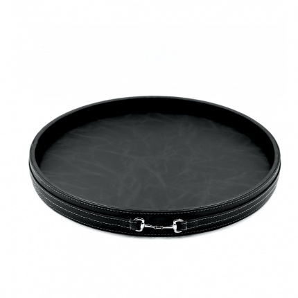 YAC Design-Black Leather Round Tray-30232730