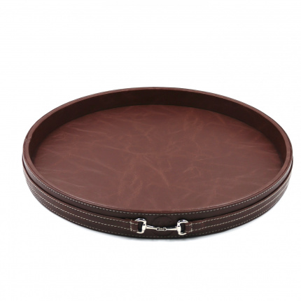 YAC Design-Taba Leather Round Tray-30232334