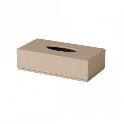 Aeris Design-Diamente Taupe Leather Rectangular Kleenex Box-30235229