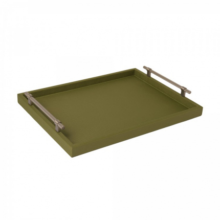 Aeris Design-Diamond Olive Leather Large Tray-30235151
