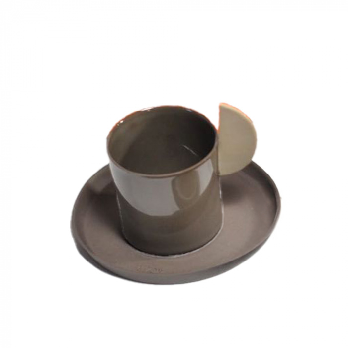 Nouin-One Anthracite Turkish Coffee Cup and Saucer-30219748