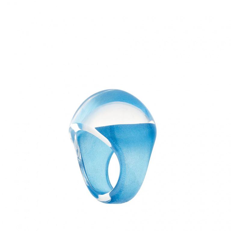 Lalique-Cabochon Patina Clear & Blue Yüzük 57-30236134