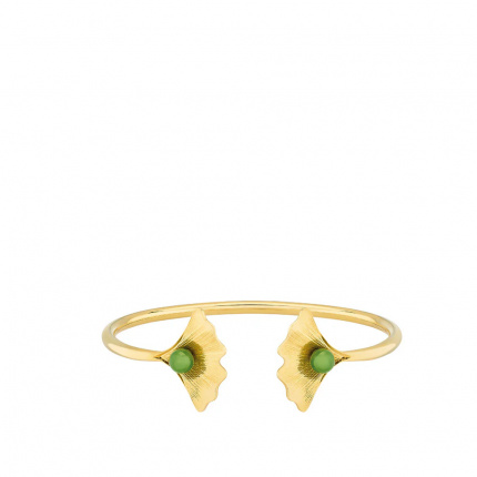 Lalique-Ginkgo Antinea Green Gold Plated Flexible Bracelet L-30236578