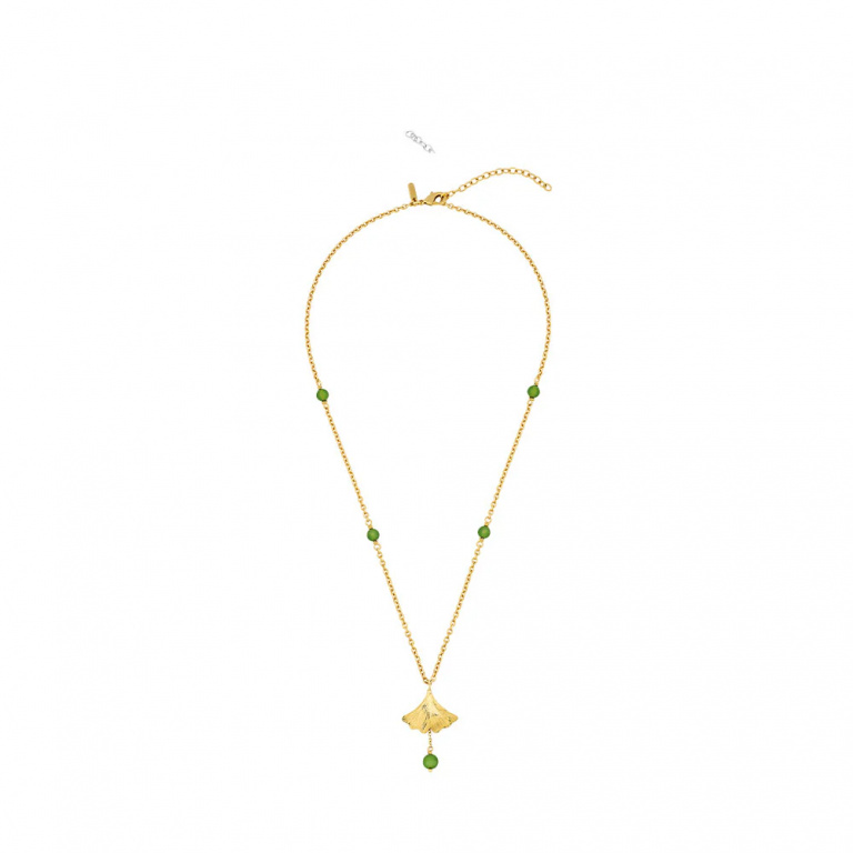 Lalique-Ginkgo Antinea Green Altın Kaplama Kolye-30236585