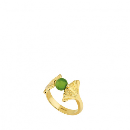 Lalique-Ginkgo Antinea Green Gold Plated Ring 55-30236530