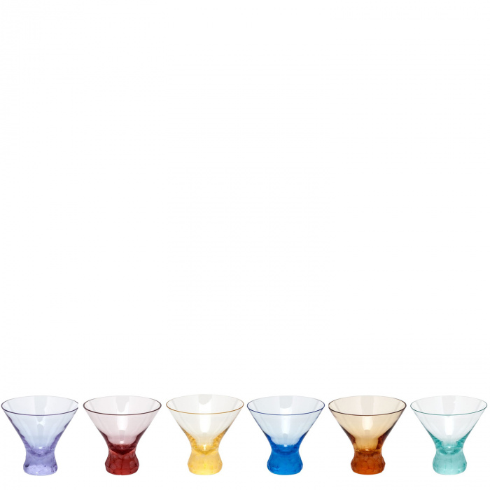 Moser-Pebbles Set of 6 Colored Martini Glasses C 250 Ml-30237421