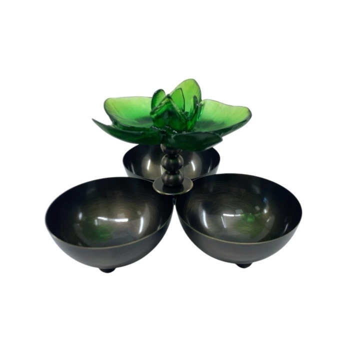 Unique by AV-Antik Yeşil Mavi Orkide 3'lü Çerezlik XL-30239708