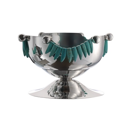 Unique by AV-Gümüş Turkuaz Taşlı Ayaklı Kase M-30239845
