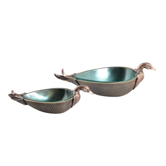 Urart-2'li Ördek Yeşil & Bronz Çerezlik 2'li-30242968
