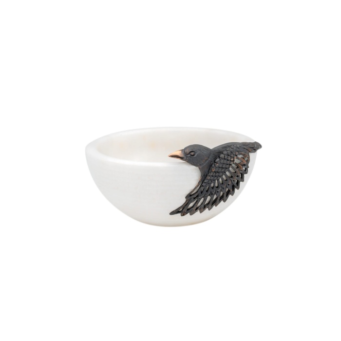 Urart-Corvus Beyaz & Bronz Oluklu Çanak 12 cm-30242456