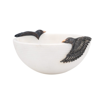 Urart-Corvus Beyaz & Bronz Oluklu Çanak 20 cm-30242494