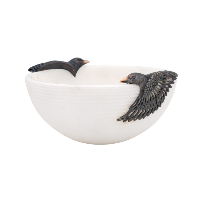 Urart-Corvus Beyaz & Bronz Oluklu Çanak 20 cm-30242494