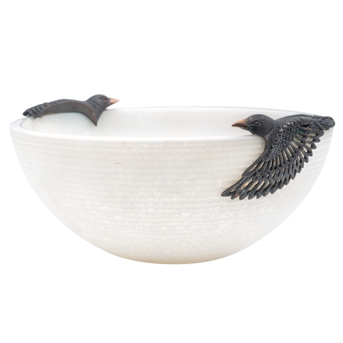 Urart-Corvus Beyaz & Bronz Oluklu Çanak 25 cm-30242500