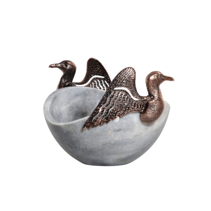 Urart-Martılar Gri & Bronz Oluklu Çanak-30242883