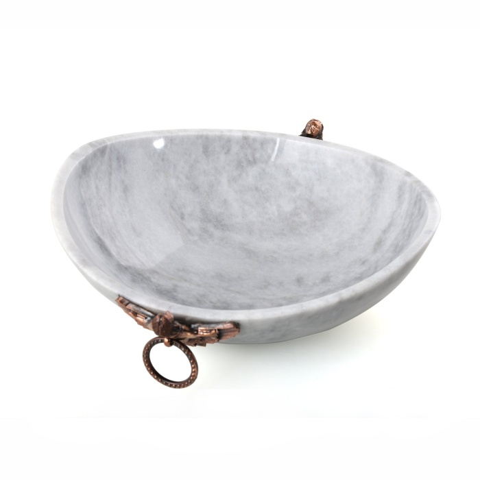 Urart-Siren Beyaz & Bronz Kazan Kulplu Konik Çanak M-30242999