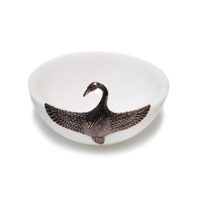 Urart-Telli Turna Beyaz & Bronz Oluklu Çanak 20 cm-30243040