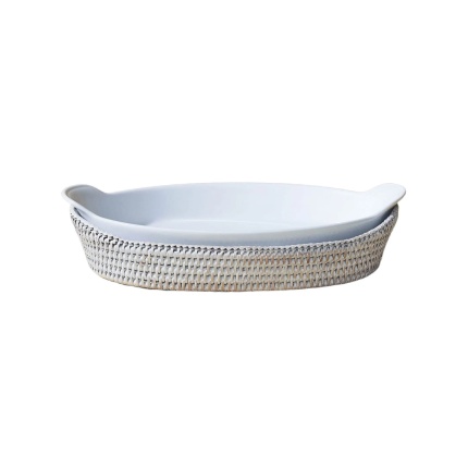 King Zoo-Gondol Rattan Fırın Kabı White Wash-30243606