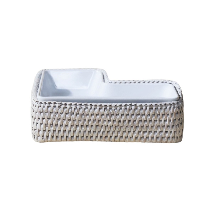 King Zoo-L-Shaped Rattan Servis Tabağı White Wash-30244016