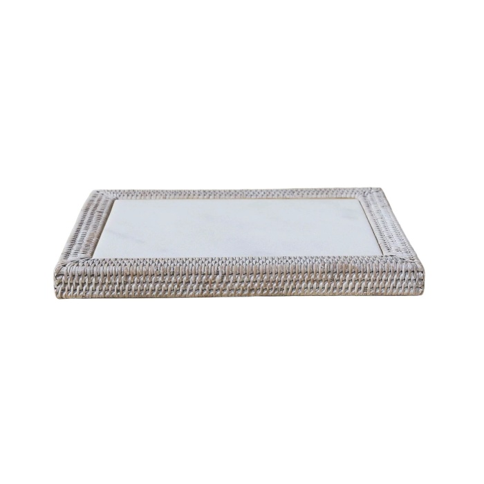 King Zoo-Rectangular Rattan Peynir Tabağı White Wash-30243729