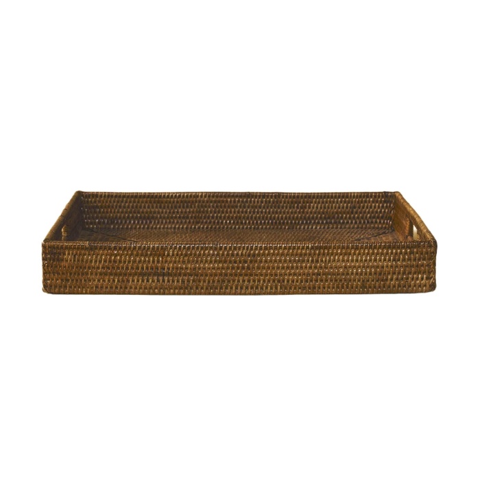 King Zoo-Rectangular Rattan Servis Tepsisi Shine Honey Brown-30243927