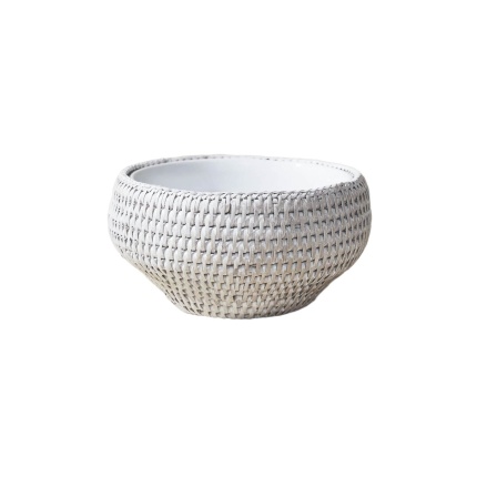 King Zoo-Small Rattan Çorba Kasesi White Wash-30244030